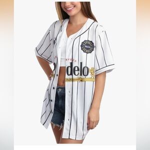 ModelCo White and Black Striped Jersey